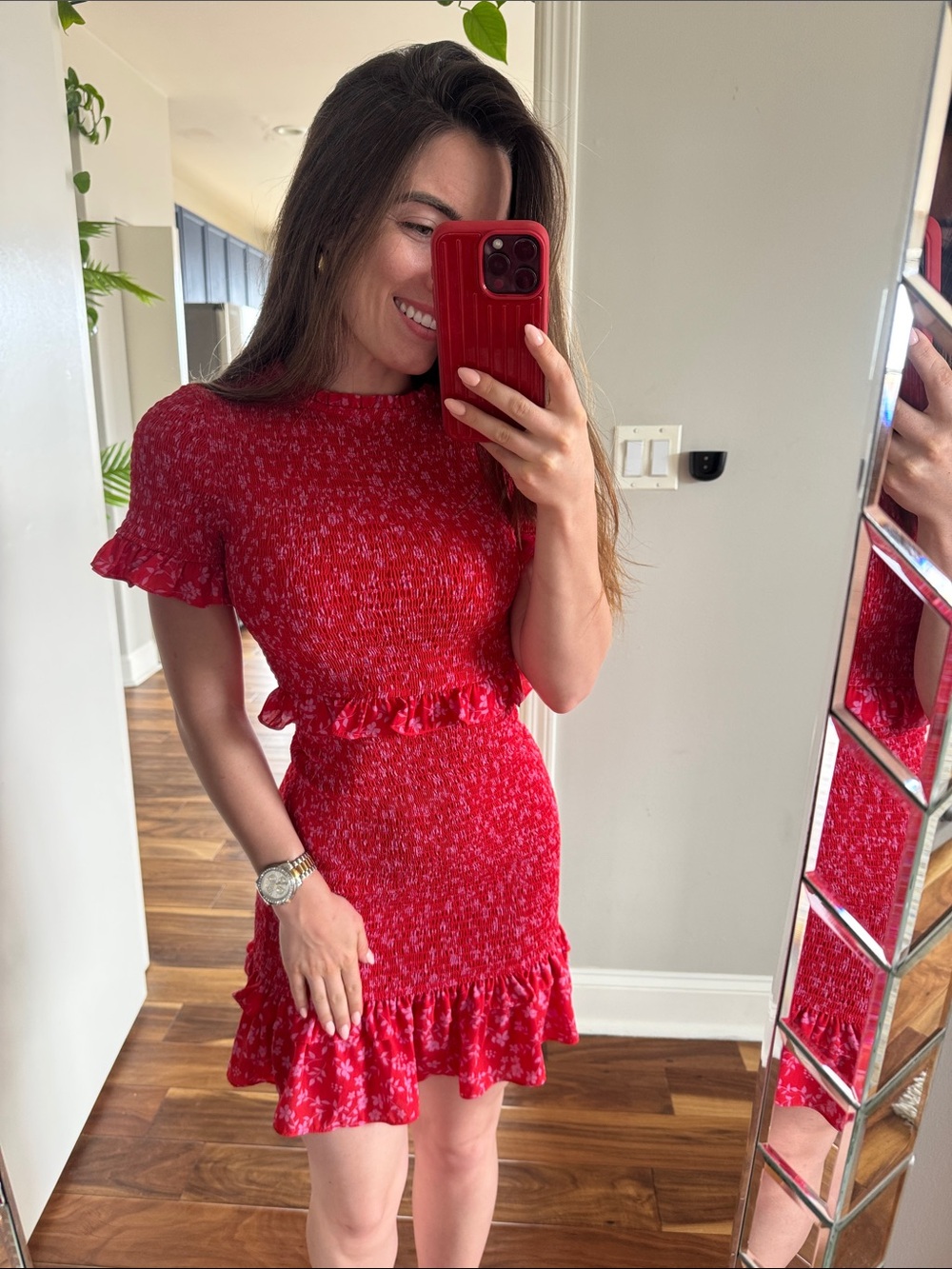 Likely Red Ruffled Mini Dress